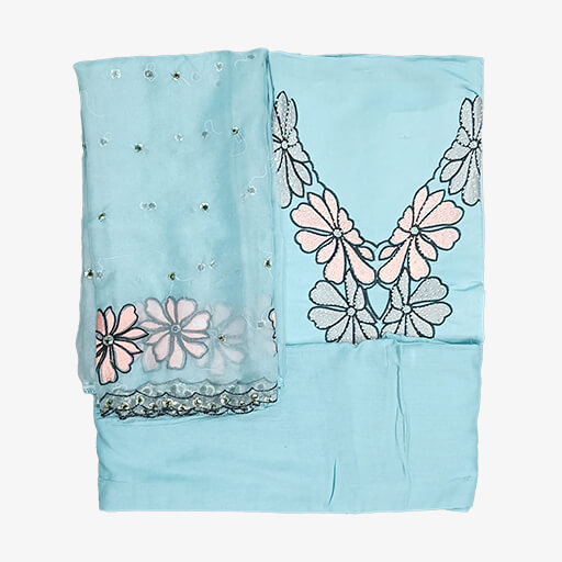 Sky Blue Silk Cotton Suit Set