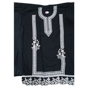 Lakhnavi Floral Black Georgette Suit with Cut Work Arms & Organza Dupatta