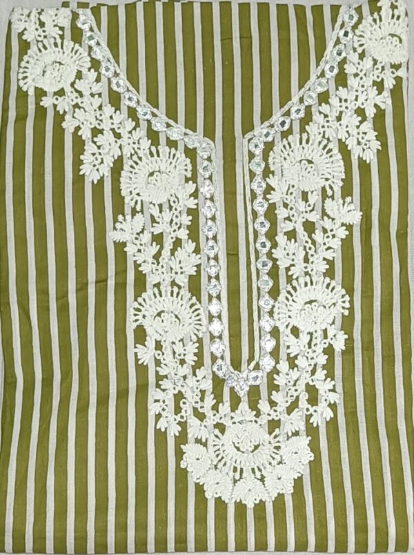 Geographic Printed Cotton Suite Material with Green Fabric (Suite, Salwar & Dupatta)