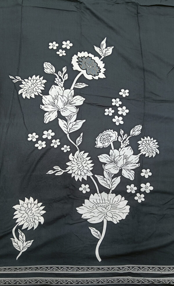Rayon Cotton Fabric with Floral Printed Suit (Black)
