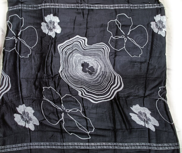 Rayon Cotton Fabric with Floral Printed Suit (Black)