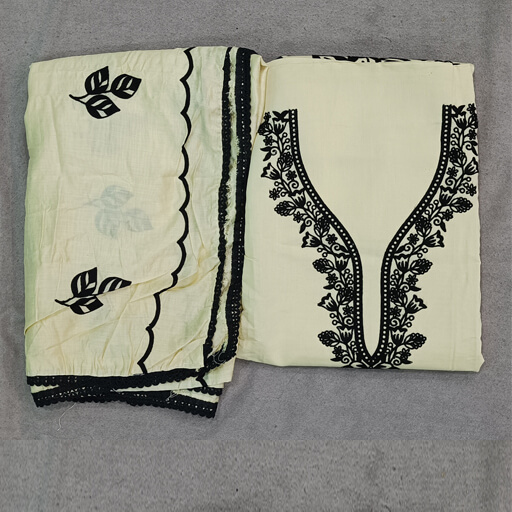 Light Yellow Jaam Cotton Suit with Lakhnavi Work - Shop Now