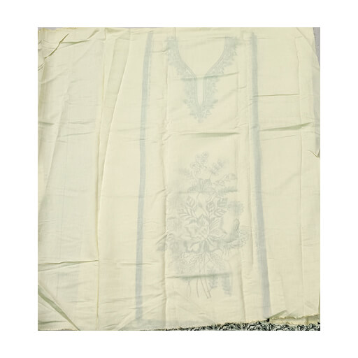 Light Yellow Jaam Cotton Suit with Lakhnavi Work - Shop Now