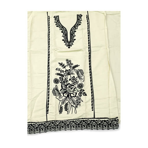 Light Yellow Jaam Cotton Suit with Lakhnavi Work - Shop Now