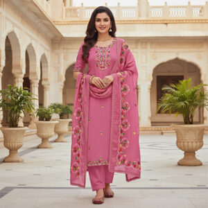Suit Set with Multi-Color Thread Hand Embroidery